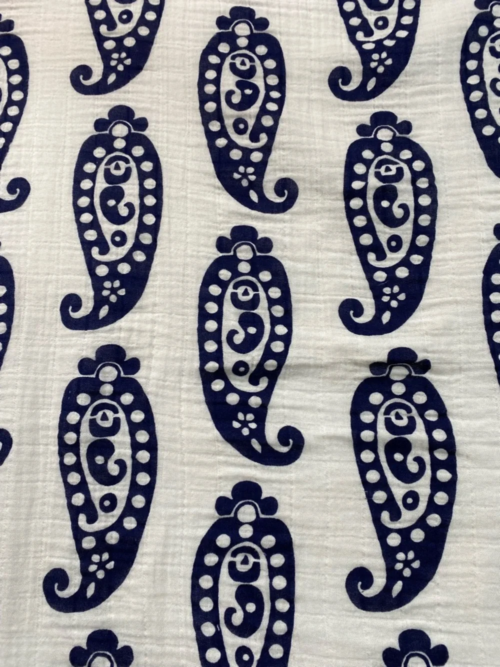 Pottery Barn Kids Organic Cotton Muslin Paisley Blanket 50x50 Blue White Throw - Picture 3 of 12